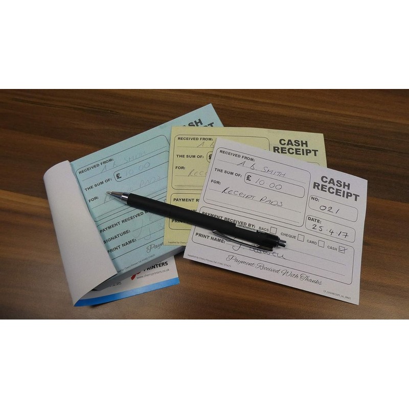 Cherry Carbonless (NCR) Cash Receipt Triplicate A6 50 Sets Perfect
