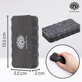 OfficeTree OfficeTree 6 x Whiteboard Schwamm Magnetisch - Schwarz - Whiteboard Reiniger entfernt Schrift und Zeichnungen - Schwamm für Whiteboard - Whiteboard Wischer - Tafelwischer - Magnetschwamm