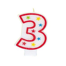 Vibrant Multicolor Number "3" Glitter Wax Birthday Candle - 7.75" (1 Count) - Perfect for Unforgettable Parties