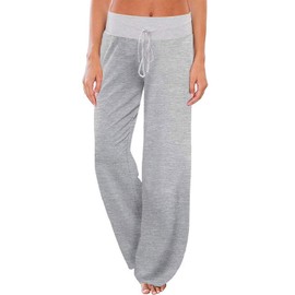 AMiERY Women's Pajama Pants Juniors Sleepwear Stretchy Pants Ladies Wide Leg Athletic Pants Jogger Lounge Pants Grey M