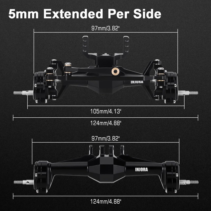 INJORA +5mm Diamond Portal Axles with Lay Down Servo Mount