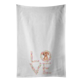 Caroline's Treasures Vizsla Love White Kitchen Set of 2 Dish TowelsKitchen Cotton Hand-Towels