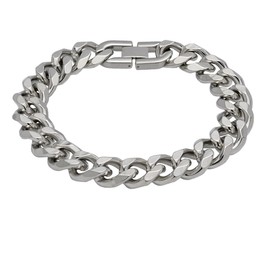 Treasure Bay Chain Bracelet for Men, 6/7/8/910/11/13 MM Width | Stainless Steel Cuban Curb Link Chain Length 19.5cm, 21cm and 23cm (21 Cm, 13 MM - Stainless Steel)