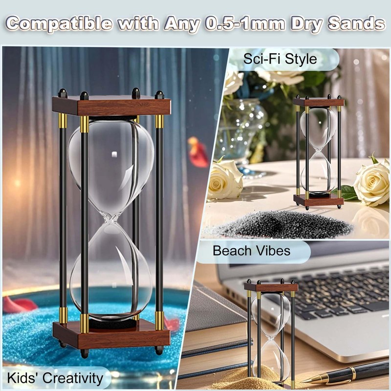 Empty Hourglass Fillable, Wooden Frame DIY Sand Timer, 10 Inch