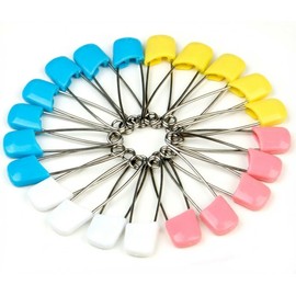 SPHTOEO 50PCS Baby Safety Pins 2.2'', Stainless Steel Cloth Diaper Pins with Locking Heads, Assorted Color Nappy Pins for Prefolds, Flats, Laundry, Sewing & Craft Projects