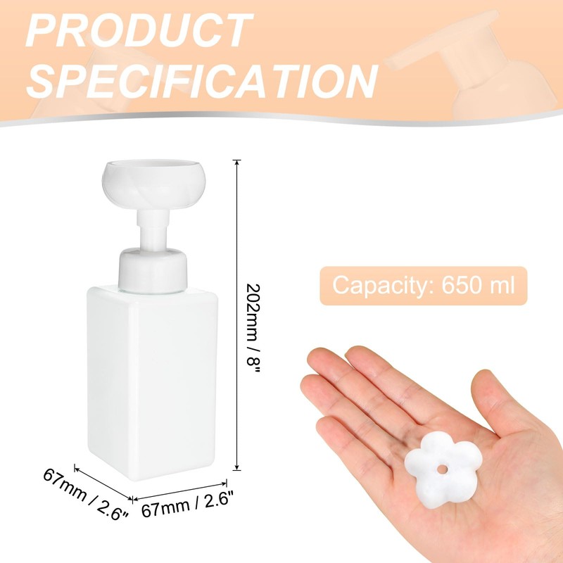 sourcing map 2PCS Flower Empty Foam Pump Bottle, 650ml Travel