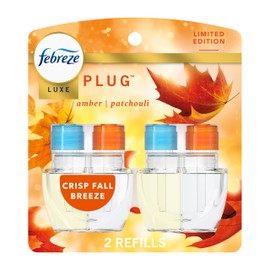 Febreze Plug In Air Freshener, Odor-Fighting Scented Oil Refill, Air Fresheners for Home and Bathroom and Kitchen, Long Lasting for Strong Odors, Crisp Fall Breeze Scent, 0.87oz Refills, 2 Count