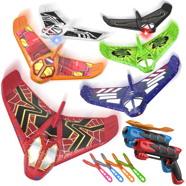 Fuwidvia Fuwidvia 6 Pack Airplane Launcher Toys, LED Foam Airplane