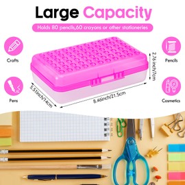 Leelosp 6 Pack Plastic Pencil Box Extra Large Clear Pencil Case with Lid Crayon Pen Organizer Stackable Storage Bulk Art Supply Bead Craft Organizer for School Office Home Supplies(Colorful)