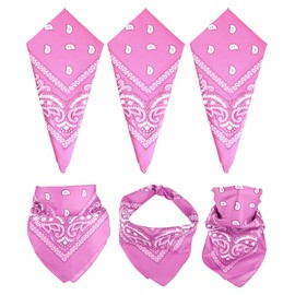 MEEZY 3 Pcs Pink Bandanas for Women Men, Paisley Pattern Bandana Head Scarf Handkerchiefs Outdoor Multi-Purpose Cowboy Face Mask Square Scarf Headwear for Boy Girls 100% Polyester