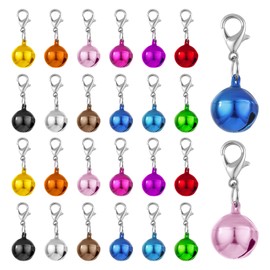 LIQWEI 24 Pcs Pet Bells For Dog Cat Collar, Colorful Bell With Lobster Clasp, Cat Bells For Collar Animal Pendant Accessories for Pet Training Diy Crafts Festival Party Decoration