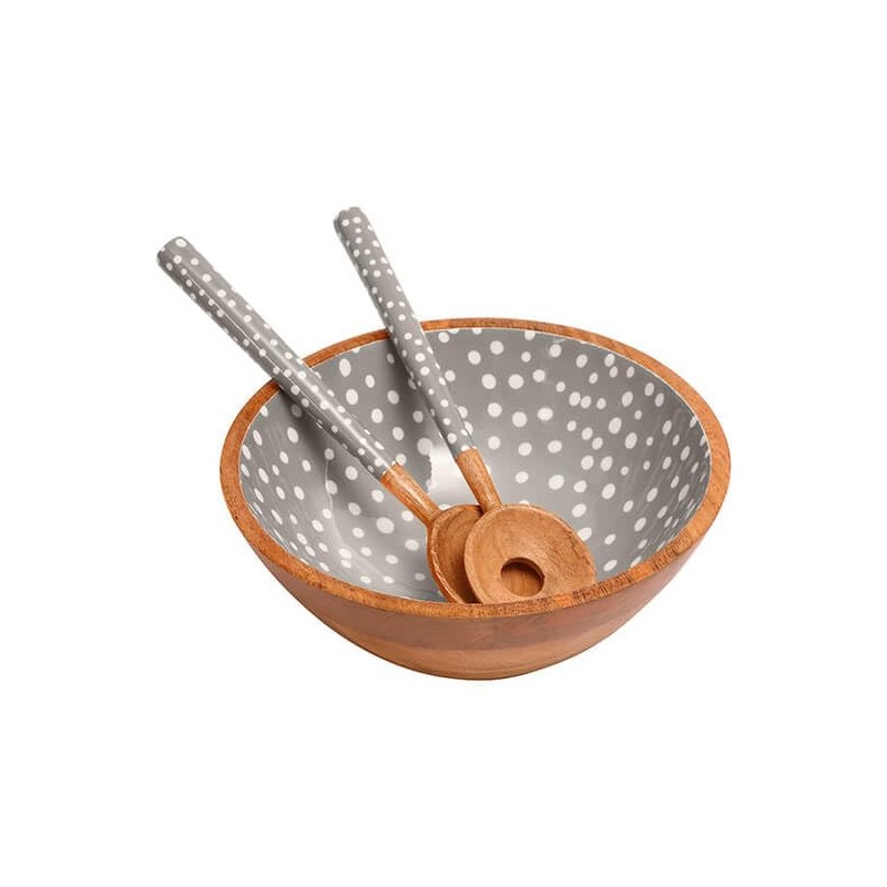 Dexam Sintra Mango Wood Spotted Salad Bowl - Stone