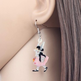 WEVENI Cute Acrylic Easter Earrings Easter Bunny Rabbit Dangle Jewellery for Women Girls Charm Easter Gifts, Acrylic, No Gemstone