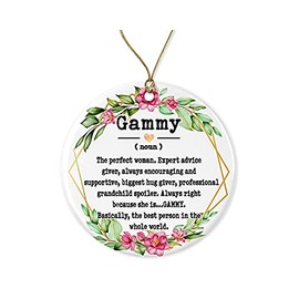 WolfeDesignPDD Gammy Noun Ornament - Christmas Ornament for Gammy - Mother's Day Ornament - Gammy Gifts - Gammy Definition - Keepsake Printed on Both Sides White