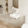 AmpleCharmic Wall Mount Bathroom Vessel Sink, Rectangle Modern Floating Ceramic