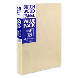 Ampersand Art Supply Birch Wood Art Painting Panels (2-Pack) 7/8 Inch Cradled Profile, 11"x14"