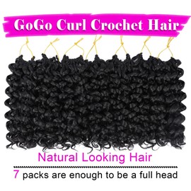7 Packs GoGo Curl Crochet Hair 8 Inch Short Curly Crochet Hair for Women Deep Wave Beach Curl Crochet Braids Synthetic Braiding Hair Extensions(8 Inch, 1B)