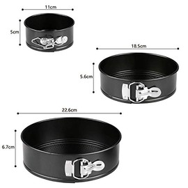 RabbitStorm Moldes para Hornear Desmontable 3 Piezas,Antiadherente Redonda Primavera Molde para Pastel con Fondo Extraíble,para Tartas,Mini Cheesecakes, Pizzas Y Quiches-para Lavavajillas