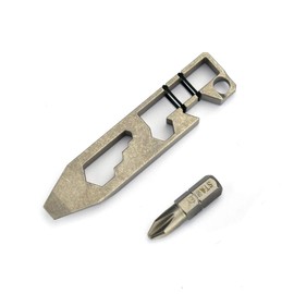 Titaner Titanium Multitool Pry Bar Bottle Opener Screwdriver Wrench Tool EDC Gear Keychain Tools- Stone washed