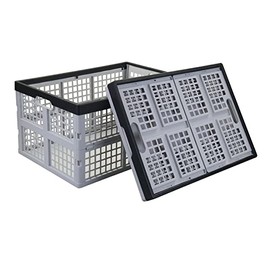 Tstorage 40 L Plastic Folding Storage Crate, Collapsible Storage Crates, 2-Pack