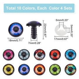 PH PandaHall 40 Sets (20 Pairs) Safety Eye 18 mm Dragon Eye 10 Colours Craft Eyes Stuffed Animal Eyes with Washers for Making Amigurumi Dolls Teddy Bears Crochet Plush Toys