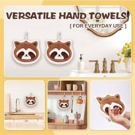 Maffuno Bathroom Hand Towels Set: Gifts for Her Cat Lovers Cute Cat Raccoon Pattern Kitchen Towels Dry Your Hands - Women Mom Wife Sister Friend Coworker Birthday Gifts (1, Raccoon)