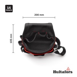 Hultafors Tool Bag I Tool Holder Belt with 14 Compartments I with Zip I Robust Material with 1690 Denier I Sturdy Tool Bag with Attachment by Press Stud I 592030