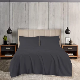 Pashmina 800 Thread Count 3 Piece Single Size Bed Sheet Set Breathable 100% Egyptian Cotton Ultra Soft Flat Sheet & 2 Pillowcases Wrinkle & Fade Resistant Hotel Premium Quality Bedding Sheets (Grey)