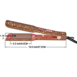 Rhinestone Decor Hair Straightener, Professional Salon Hair Straightener, Titanium Flat Iron Straightener, Silk Press, Hair Curling Iron, Straightening Iron, Portable Straightener, Curling Hair Iron:_Rose Gold_one-size