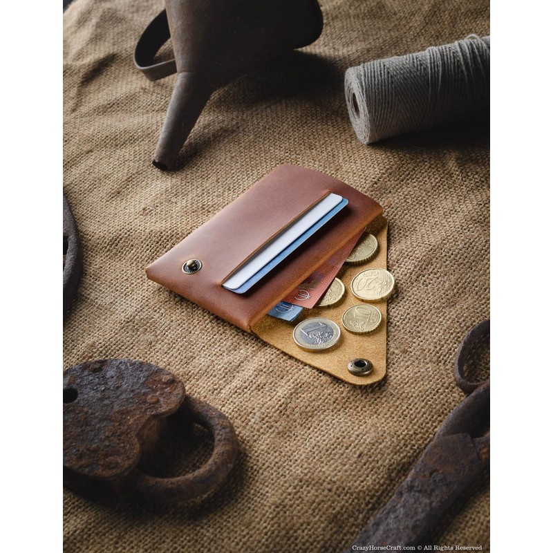Crazy Horse Craft, Minimalist Wallet and Key Ring in Package,