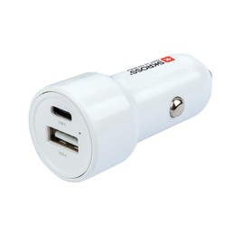 SKROSS - Chargeur Allume Cigare Voiture - 2 Ports USB-A and USB-C - Charge Rapide 65W - Câble USB-C 160 cm Inclus