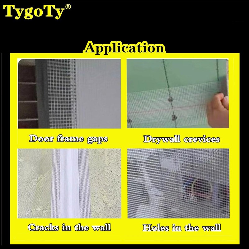 TygoTy Drywall Joint Mesh Tape 2“×180 Ft，Strong Self-Adhesive 100% Fiberglass