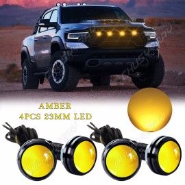 CHUSYYRAY 4X 23mm Amber Round LED Bullet Clearance Side Marker Lights For Truck Trailer RV