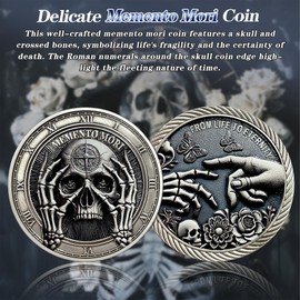 Delicate Memento Mori Coin - Novelty Skull Amor Fati EDC Stoic Coin - Love of Fate Token Reminder for Daily Stoic Practice - Inspirational Thoughtful Momento Mori Stoicism Gifts for Men Women Kids