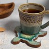 Dock 6 Pottery Sea Turtle Coaster with Fused Glass, Textured