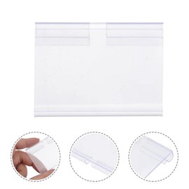 50 pieces 50 x 42 mm transparent plastic label holder, PVC price tag holder, plastic shelf, label holder, name card holder for supermarket, business, office, home