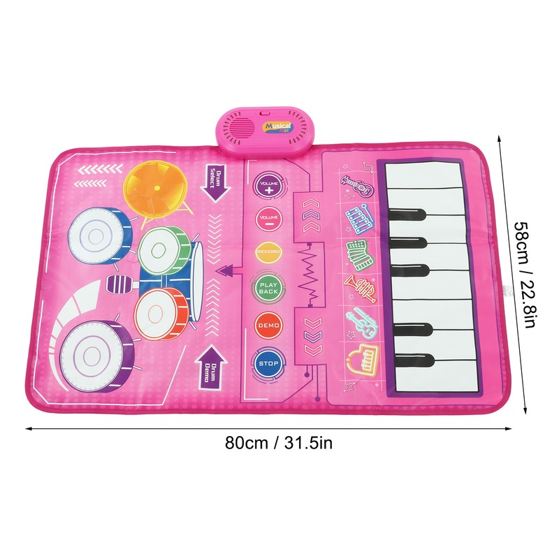 2 in 1 Touch Piano Drum Mat Early Educational Portable