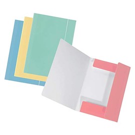 Original Falken 4-pack PastelColor folder. Made of extra strong cardboard with 3 flaps and elastic band for DIN A4 assorted colours Storage drawing folder for school