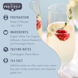Organic Positively Tea Company, White Champagne Raspberry White Tea, Loose Leaf, 4 Ounce