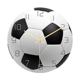WINOMO Wall Football Clock Football Wall Clock Sport Football Ball Print Round Acrylic Wall Clock Silence Non Ticking Art Painting for Kids Bedroom Living Room Office School Home Decor None