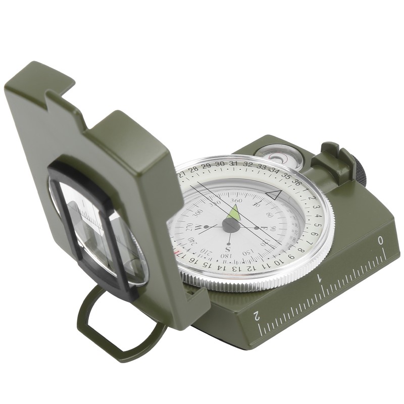 DC60‑2A Aluminium Alloy Foldable Multifunctional Luminous Compass Outdoor SuppliesArmy Green