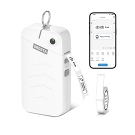 ORGSTA S001 Label Maker Machine with Tape, Portable Bluetooth Label Maker for Home and Office Organization, Thermal Label Printer Mini Sticker Maker with Multiple Templates, White