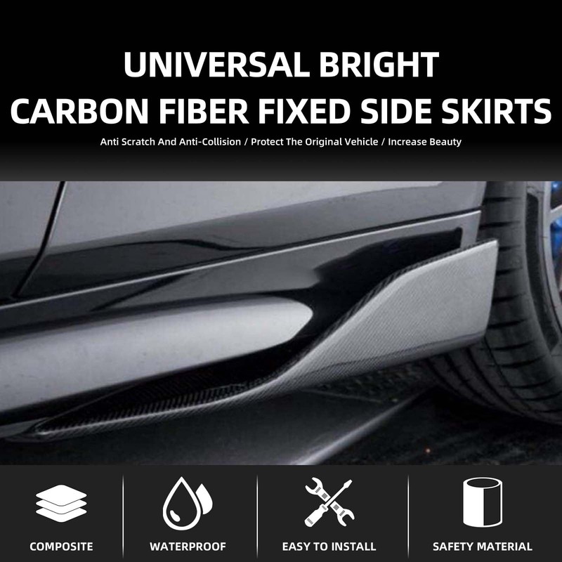 Universal Car Side Skirts 2PCS 19inch/48cm,Black Extension Splitter Lip Pair