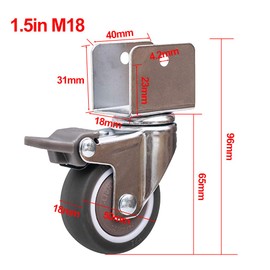 4X Casters Wheels,1.5" U-Shaped Furniture Caster,Rubber Swivel Castor Wheel,with Screws,Protect Your Carpet/Hardwood