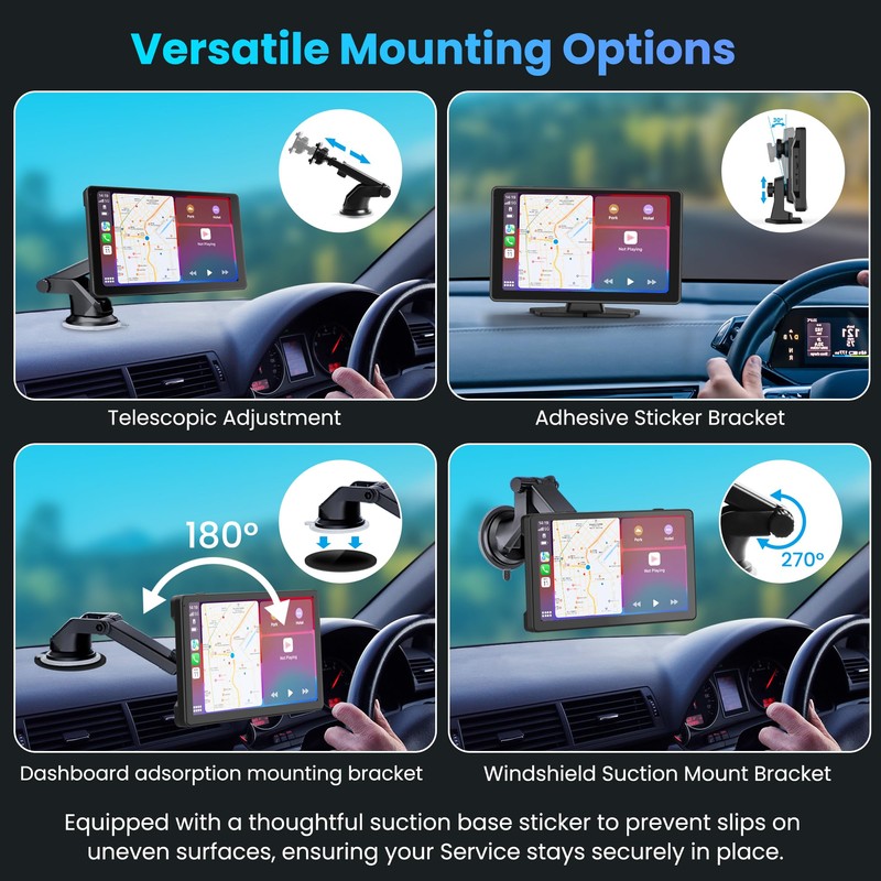 BIGASUO Wireless Carplay Screen for Car 4K Dash Cam, Apple