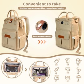 MASHDE Diaper Bag Backpack for Mom, Spacious Baby Organizer with Multiple Pockets & Magnetic Buckle, Ergonomic Waterproof Travel Bag for Shower/Gym/Work​