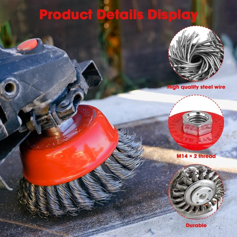 mizikuu 6 pieces wire brush angle grinder, M14 cup brush,