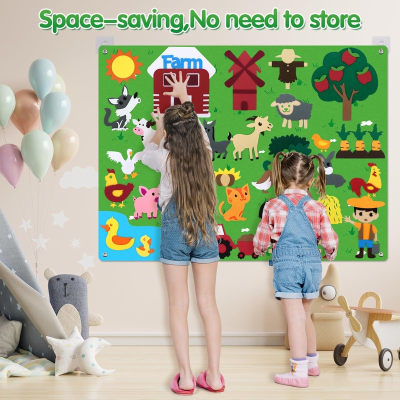 Vunthqly Felt Story Board Set for Kids 3-5 Years Old，38