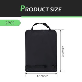 leechio 2 PCS Backseat Seat Covers, Pocketless Kick Mats for Kids Feet Car, Waterproof Foot Pads Back Seat, Universal for Seat Back Car SUV Minivan or Truck Accessories (Black #2)