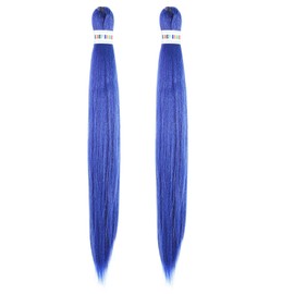 26 Inch Long Braiding Hair, 2 Packs, Pre-Stretched Synthetic Hair Extensions for Braids, Halloween Costumes, Party Costumes, Suitable for Stylish Daily Outfit, Birthday Gift (Blue)